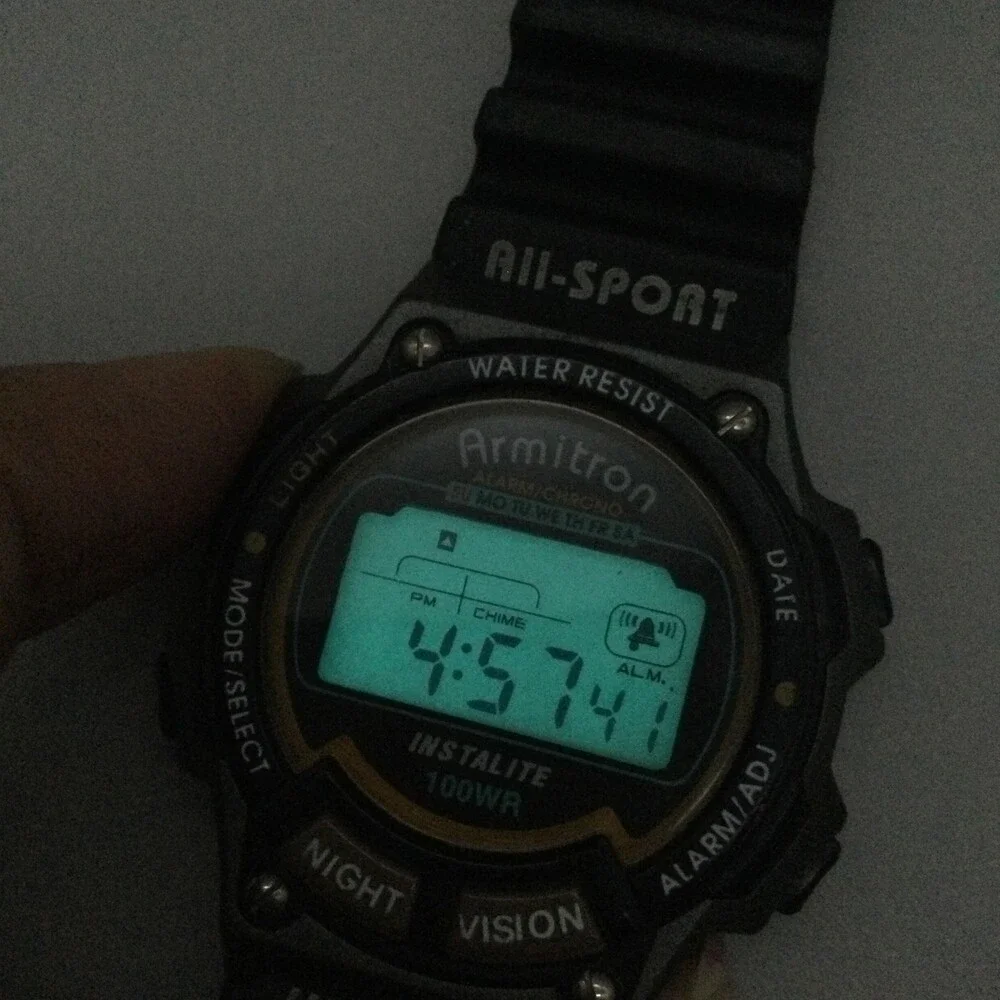Armitron All-Sport Instalite Mens Watch 40mm Alarm Chrono Digital 40/6595 Black